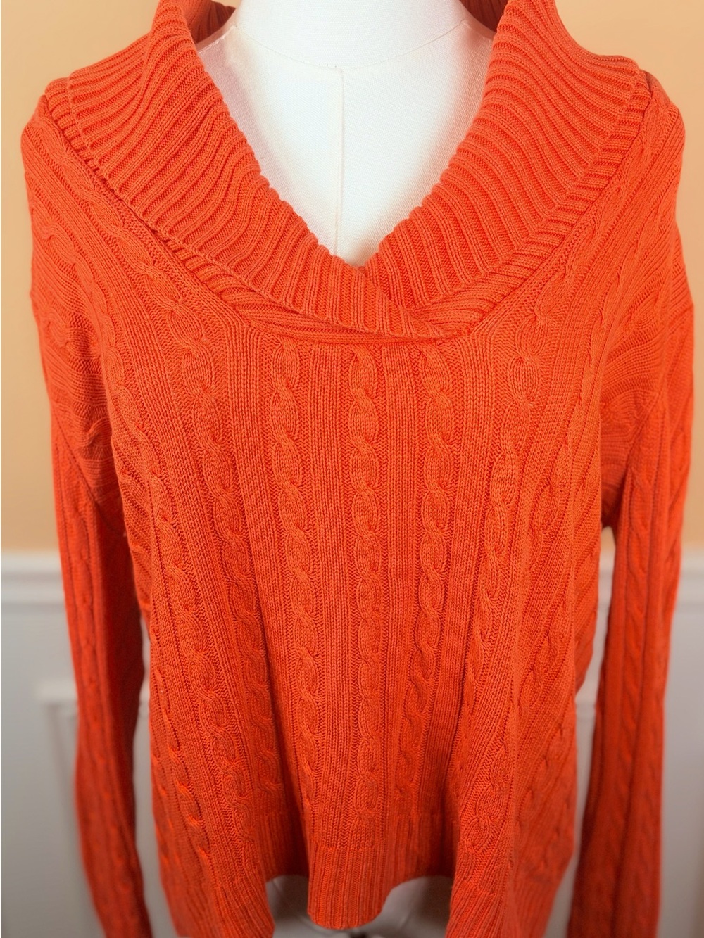 🏷️ Lauren Ralph Lauren Silk Cashmere Cable Knit Sweater L 🍊
